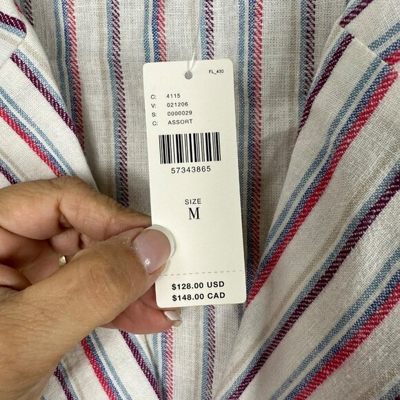 Anthropologie Dolan Left Coast Anna Double Breasted Linen Striped Blazer Medium - Picture 10 of 12